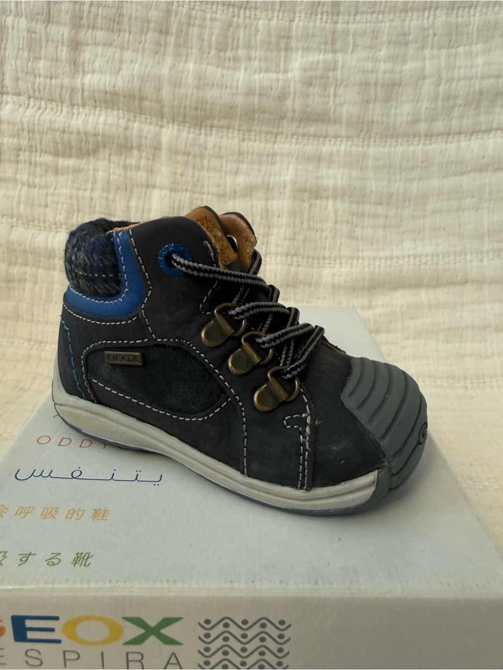 Geox B Toledo Baby Boy Navy Grey Boots US 4.0